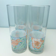 Load image into Gallery viewer, vintage home decor 80s bird and floral drinking glasses