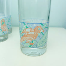 Load image into Gallery viewer, vintage home decor 80s bird and floral drinking glasses