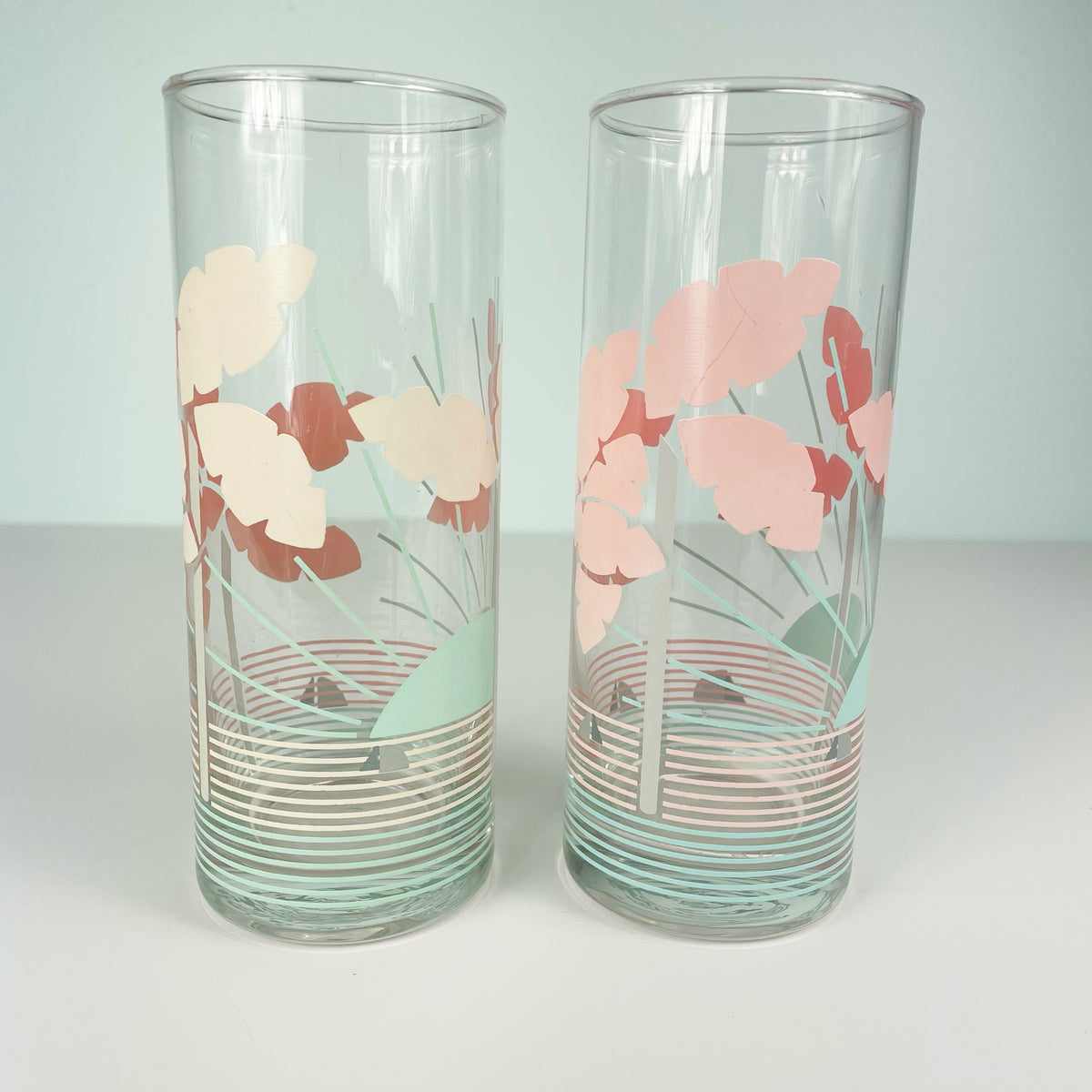 colorful 80s drinking glasses