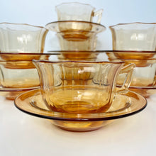 Load image into Gallery viewer, vintage home decor amber glass cups and saucers