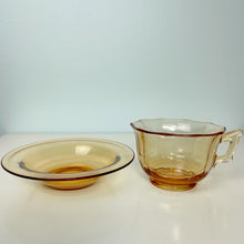 Load image into Gallery viewer, vintage home decor amber glass cups and saucers