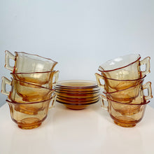 Load image into Gallery viewer, vintage home decor amber glass cups and saucers