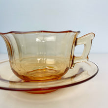 Load image into Gallery viewer, vintage home decor amber glass cups and saucers