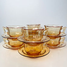Load image into Gallery viewer, vintage home decor amber glass cups and saucers