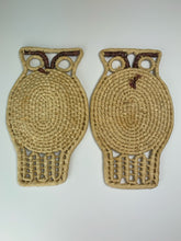 Load image into Gallery viewer, vintage home decor boho wall rattan owls trivets