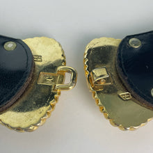 Load image into Gallery viewer, vintage home decor brass brown leather belt