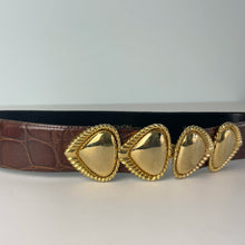 Load image into Gallery viewer, vintage home decor brass brown leather belt