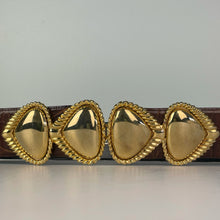 Load image into Gallery viewer, vintage home decor brass brown leather belt