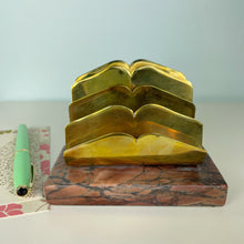 Load image into Gallery viewer, vintage home decor brass stone letter holder