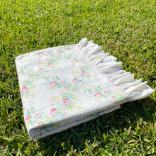 Load image into Gallery viewer, vintage home decor floral ruffled vintage sheet