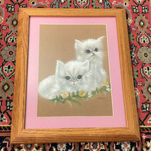 Load image into Gallery viewer, vintage home decor framed chalked kittens