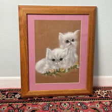 Load image into Gallery viewer, vintage home decor framed chalked kittens