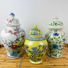 Load image into Gallery viewer, vintage home decor yellow floral ginger jar