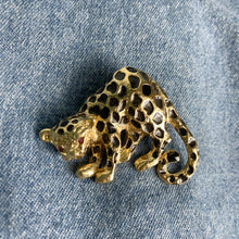 Load image into Gallery viewer, vintage home decor gold cheetah brooch