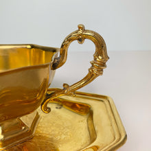 Load image into Gallery viewer, vintage home decor gold plated gravy bowl and saucer