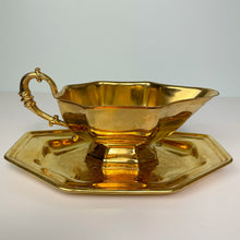 Load image into Gallery viewer, vintage home decor gold plated gravy bowl and saucer