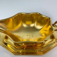Load image into Gallery viewer, vintage home decor gold plated gravy bowl and saucer