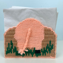 Load image into Gallery viewer, vintage home decor hand stitched pink napkin holder