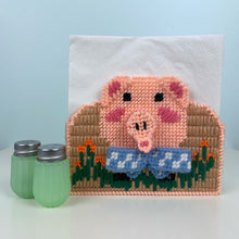 Load image into Gallery viewer, vintage home decor hand stitched pink napkin holder