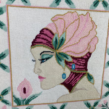 Load image into Gallery viewer, vintage-home decor needlepoint woman wall hanging