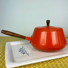 Load image into Gallery viewer, vintage home decor orange fondue pot