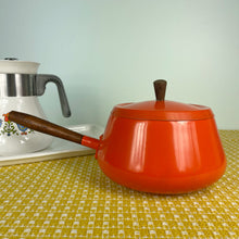 Load image into Gallery viewer, vintage home decor orange fondue pot