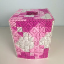 Load image into Gallery viewer, vintage home decor pink crocheted tissue box