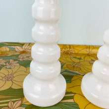 Load image into Gallery viewer, vintage home decor segmented milk glass candlesticks
