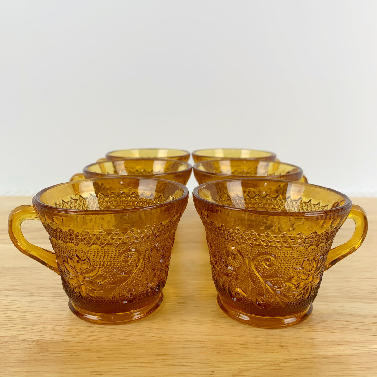 6 Indiana Glass Company Amber Glass Tea Cups / Tiara Sandwich Amber Tea Cups  / Thick Amber Glass Mugs / Vintage Tea Cup Set / Boho Tea Cups -  Norway