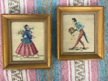 Load image into Gallery viewer, vintage home decor wall needlepoint man woman pair square