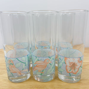 vintage home decor 80s bird and floral drinking glasses