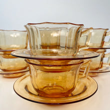 Load image into Gallery viewer, vintage home decor amber glass cups and saucers
