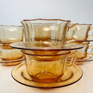 vintage home decor amber glass cups and saucers