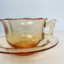 Load image into Gallery viewer, vintage home decor amber glass cups and saucers
