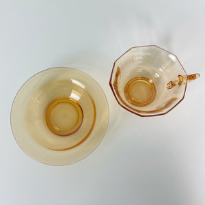 vintage home decor amber glass cups and saucers