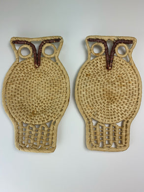vintage home decor boho wall rattan owls trivets