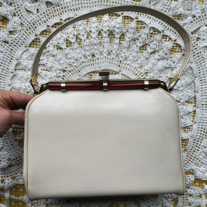 vintage home decor bone colored vintage handbag