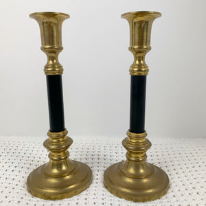 vintage home decor brass and black candlesticks