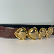 Load image into Gallery viewer, vintage home decor brass brown leather belt
