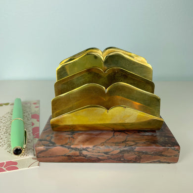 vintage home decor brass stone letter holder