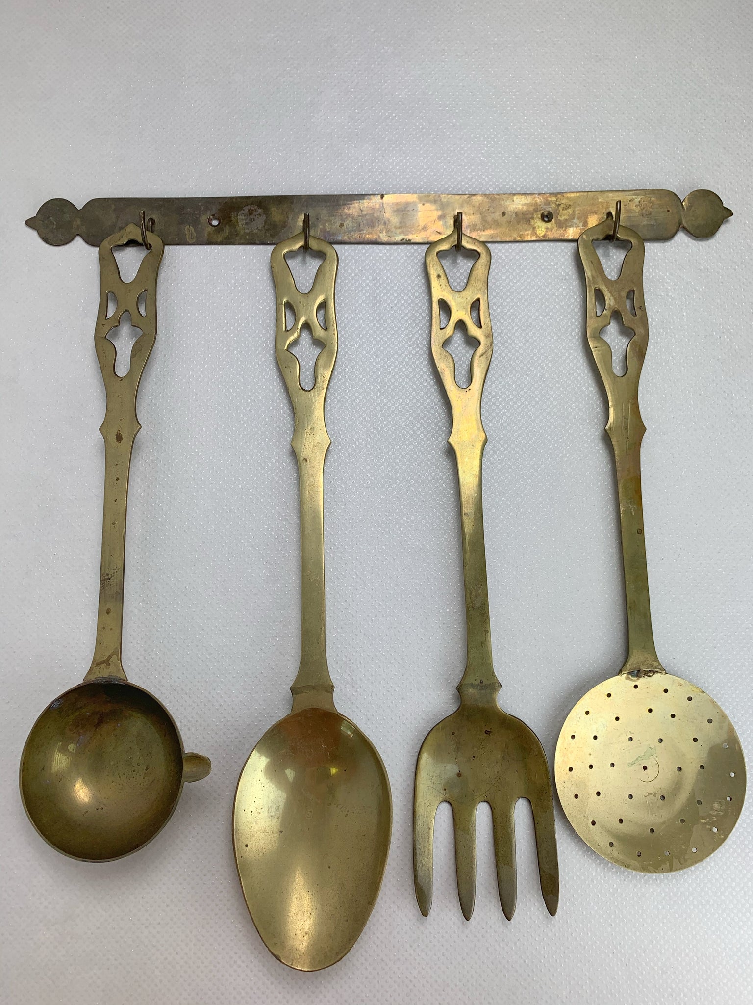extra large brass kitchen utensils wall decor – old soul goods