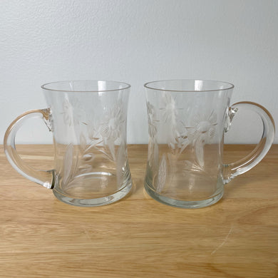 vintage home decor etched glass mug set