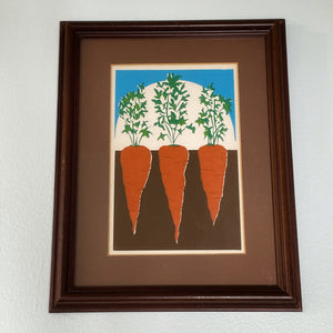 vintage home decor framed carrot kitchen print