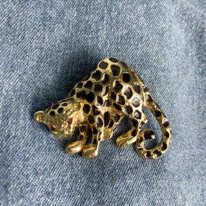 vintage home decor gold cheetah brooch