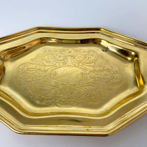 vintage home decor gold plated gravy bowl and saucer