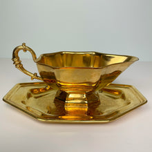 Load image into Gallery viewer, vintage home decor gold plated gravy bowl and saucer
