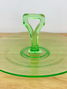 vintage home decor green depression glass cookie plate
