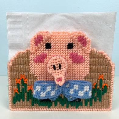 vintage home decor hand stitched pink napkin holder