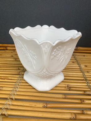vintage home decor milk glass square footed planter