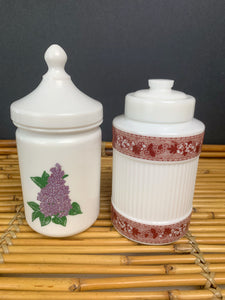 vintage home decor milk glass vanity jars